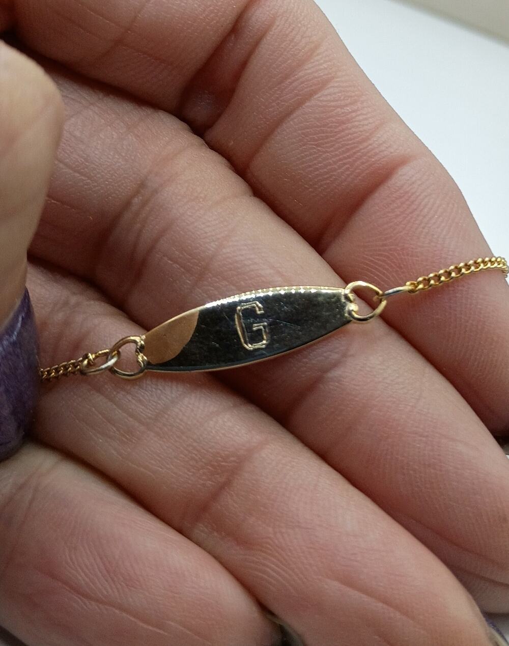 Gold-Plated “G” Monogram ID Bracelet – 8 Inch